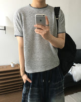 ステッチクロップショートスリーブニット