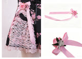 [EVIL TOOTH] Princess Rose Highness Heart-Shaped Diamond Buckle Ruffled-edge Bow Vintage-style Girlish Elegant and Cute Camisole Dress