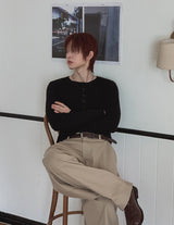 Ullen Wool Henley Neck Double Long Sleeve Tee