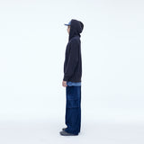 Sserpe Destroyed Cotton Knit Hoodie Zip Up Deep Purple