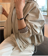 バーンデタッチャブルフードレザーフレアドジャケット/ 3 カラーズ