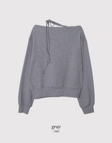 #ワンショルダーリボンルーズフィットスウェットシャツ (4color)