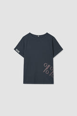 %% ロゴロールアップTシャツ / チャコール