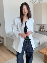 NON COLLAR LINEN JACKET (2C)