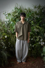 STRIPE L-C TAILORED 1/2 SHIRT (Khaki)