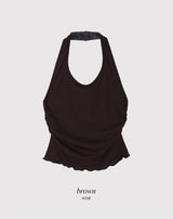 Strap Halter Neck Warm Shirring Sleeveless (2color)