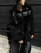Fur leather winter mustang + deep black knit