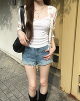 Natural denim shorts