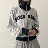 Waffen lettering✨ color matching high neck zip-up