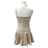 ラインスリーブプリーツミニドレス (Beige)