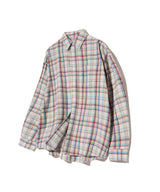 87-STAN090 レトロカラーオーバーフィットポケット長袖チェックシャツ