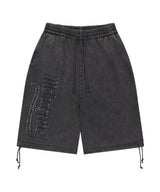 WASHED CUT OFF APPLIQUE SWEAT SHORTS