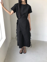 Jeure Wrap Roll-up Short Sleeve Long Dress