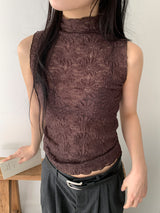 FLOWER LACE HALF-NECK SLEEVELESS (3C)
