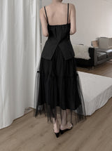 Rie Chiffon Layered Tulle Skirt
