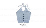 BUTTON HALTER KNIT TOP