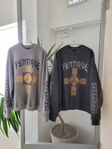 VENTIQUE ピグメントホーリースウェットシャツ 2colors