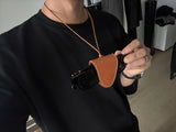[Real Leather] ステッチクリップサングラスホルダー