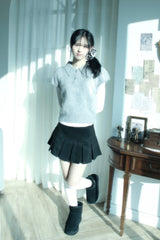 Angora Half-Puff Short-Sleeved Knitwear (2color)