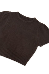 Puff raccoon half knit_brown