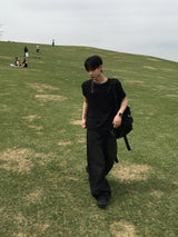 シエルブラックチンウォッシュ加工デニムパンツ