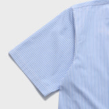 Blue Stripe Pocket short-sleeved Shirt [Unisex]