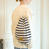 Stripe knit string bag