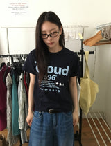 バル ドット レタリング セミクロップ ショートスリーブ Tシャツ
