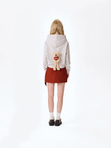 13DE MARZO Heart Bear Pocket Hoodie Grey