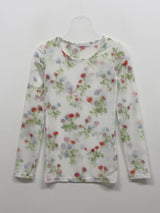 フラワーシースルーレイヤードTシャツ