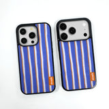 【MADE】スリーピー ストライプ イブニング ブルー iPhoneケース [Glossy Glass/Magsafe]