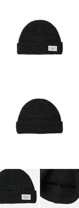 24FW BASIC LOGO LABEL POINT BEANIE BLACK