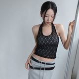 [Pladin] Flower Lace Halter Neck Sleeveless - 2colors