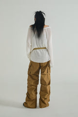 Shirring Line Cotton Cargo Pants