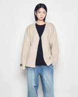 25FW V NECK SOLID CARDIGAN BEIGE