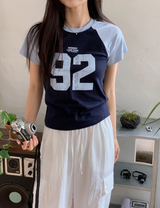 スポーティーラグランカラー半袖Tシャツ (4color)