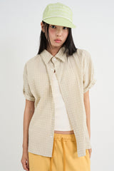 Pastel check cropped short-sleeve shirt