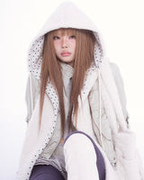 Fluffy hood muffler (ivory)