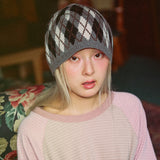 Argyle Knit Beanie (charcoal)