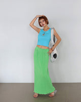 Back Slit Ribbon Knot Round Sleeveless