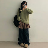 タイドVネックツイスティドニット