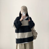 Robin color matching Dangara V-neck loose fit knit