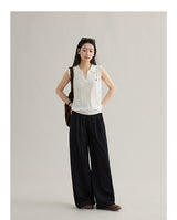 loose-fit high-waisted straight denim pants