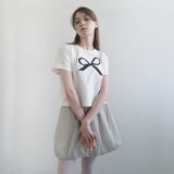 ホワイトリボンセミクロップTシャツ