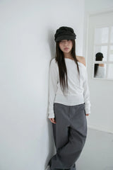 slim raglan off-shoulder top(4colors)