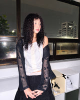 (2color) Lace Drawstring Sleeveless Blouse