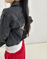 バックスターポイントダメージダークブルーデニムジャケット🖤