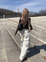 デンク シャーリング アイレット クロップ リップネック Tシャツ