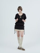 eyelet lace hood op / brown