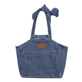 13DE MARZO Bear Denim Jacket Tote Bag Blue